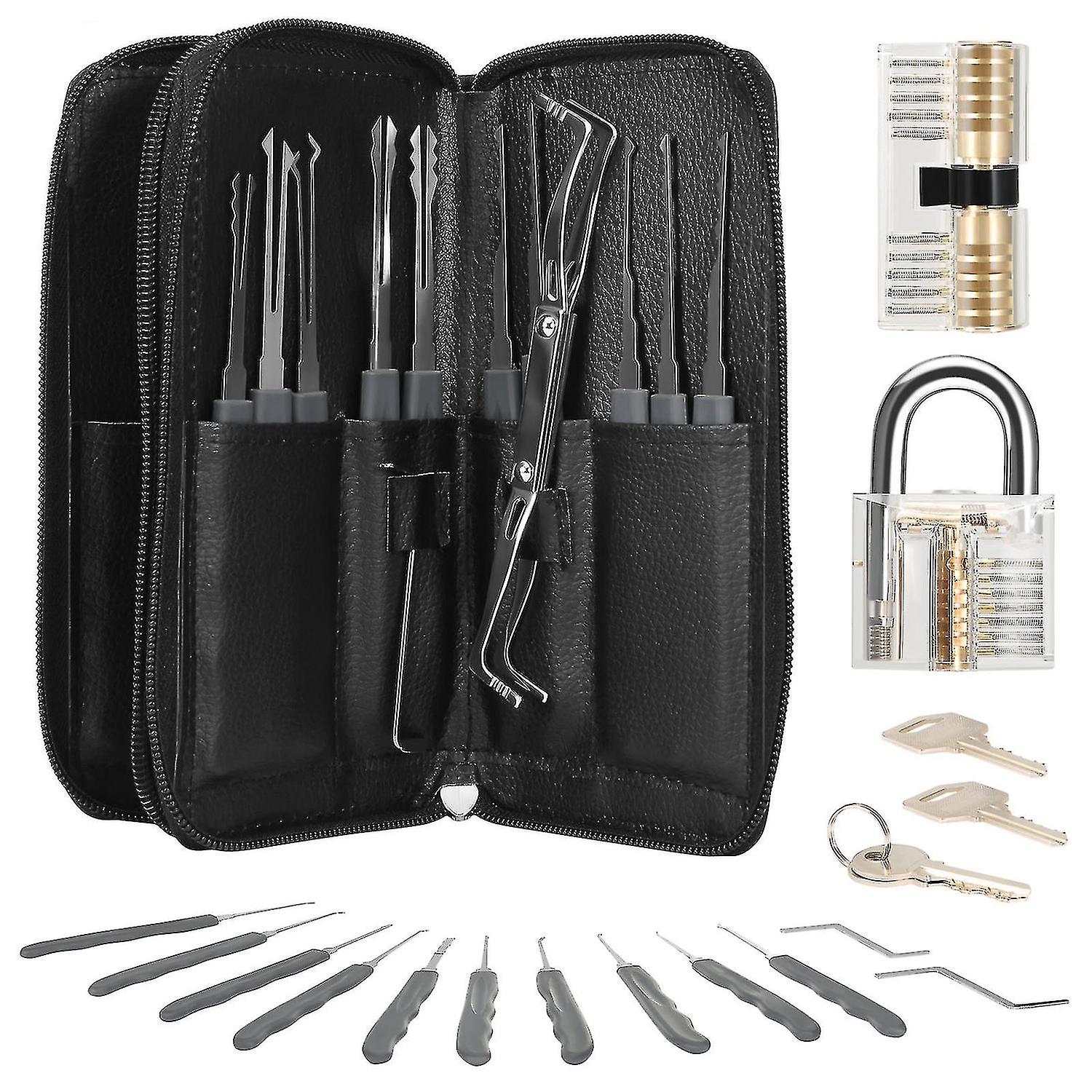 24pcs Locksmith Lock Tool With 2pcs Transparent Locks Practice Set Hand Tool Hardware