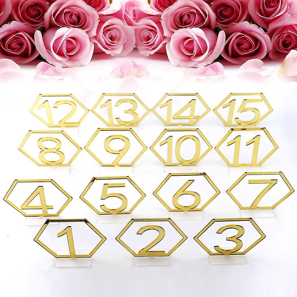 15pc 1-15 Number Acrylic Number Plate Hexagon Hollow Digital Seat Card Bar Cafe Table Number