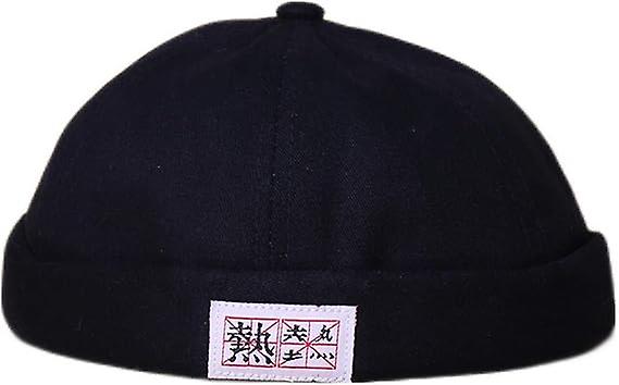 Cap Brimless Hats Beanie Rolled Cuff Retro Sailor Hat With Adjustableblack