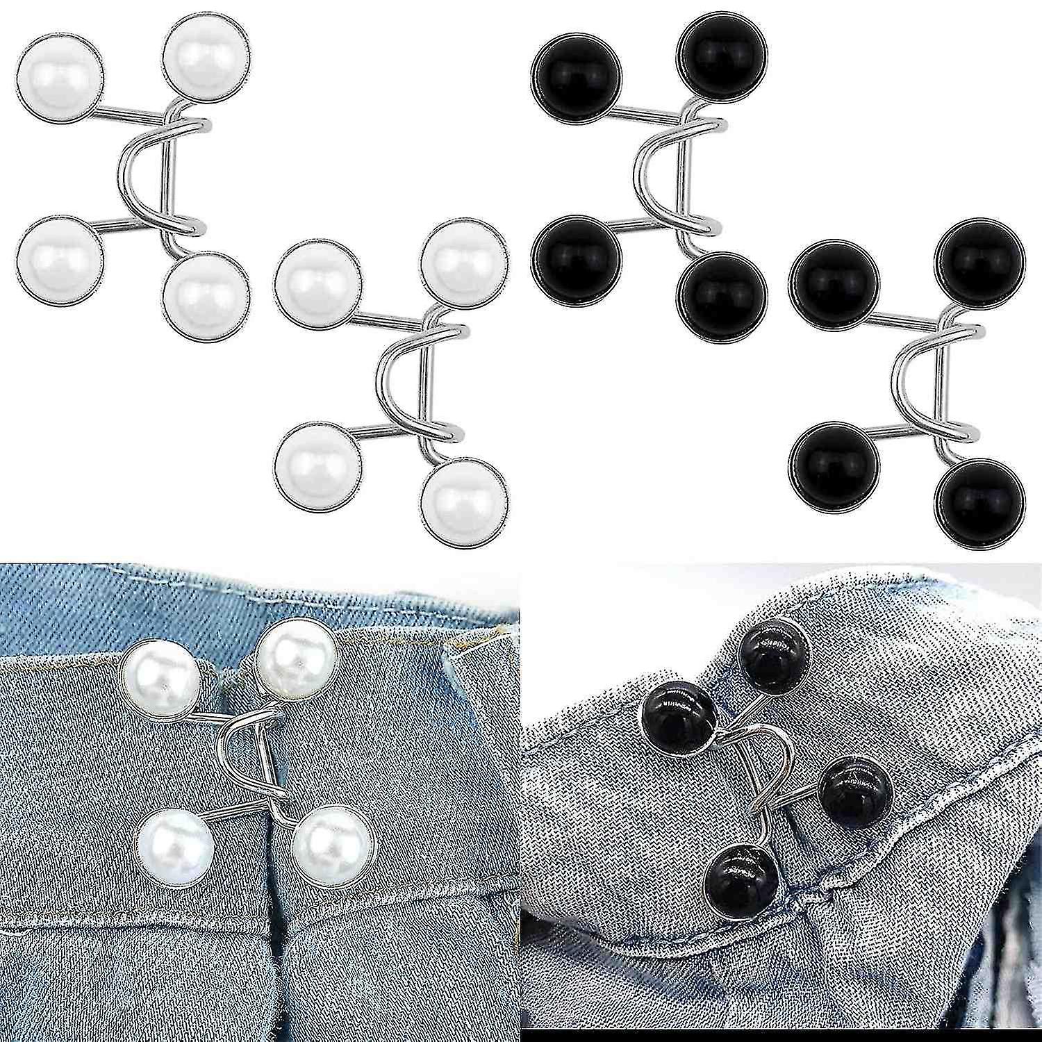 4 Sets Jean Button Pins Adjustable Waist Buckle Extender Button Detachable Jean Button Pin No Sewing