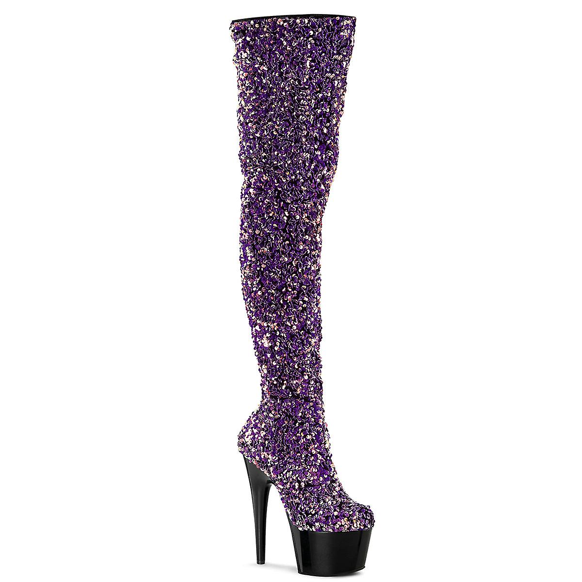 Pleaser מגפי נשים Adore-3020 סגול רב פאייטים / blk