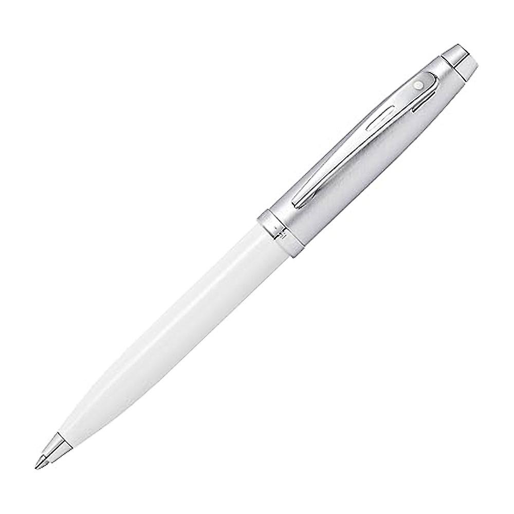Sheaffer White Lacquer Chrome Trim Ballpoint Pen Smooth Twist Action Mechanism