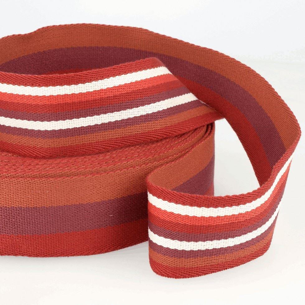 40mm Stephanoise Double Sided Stripe Webbing Tape Reds - per metre