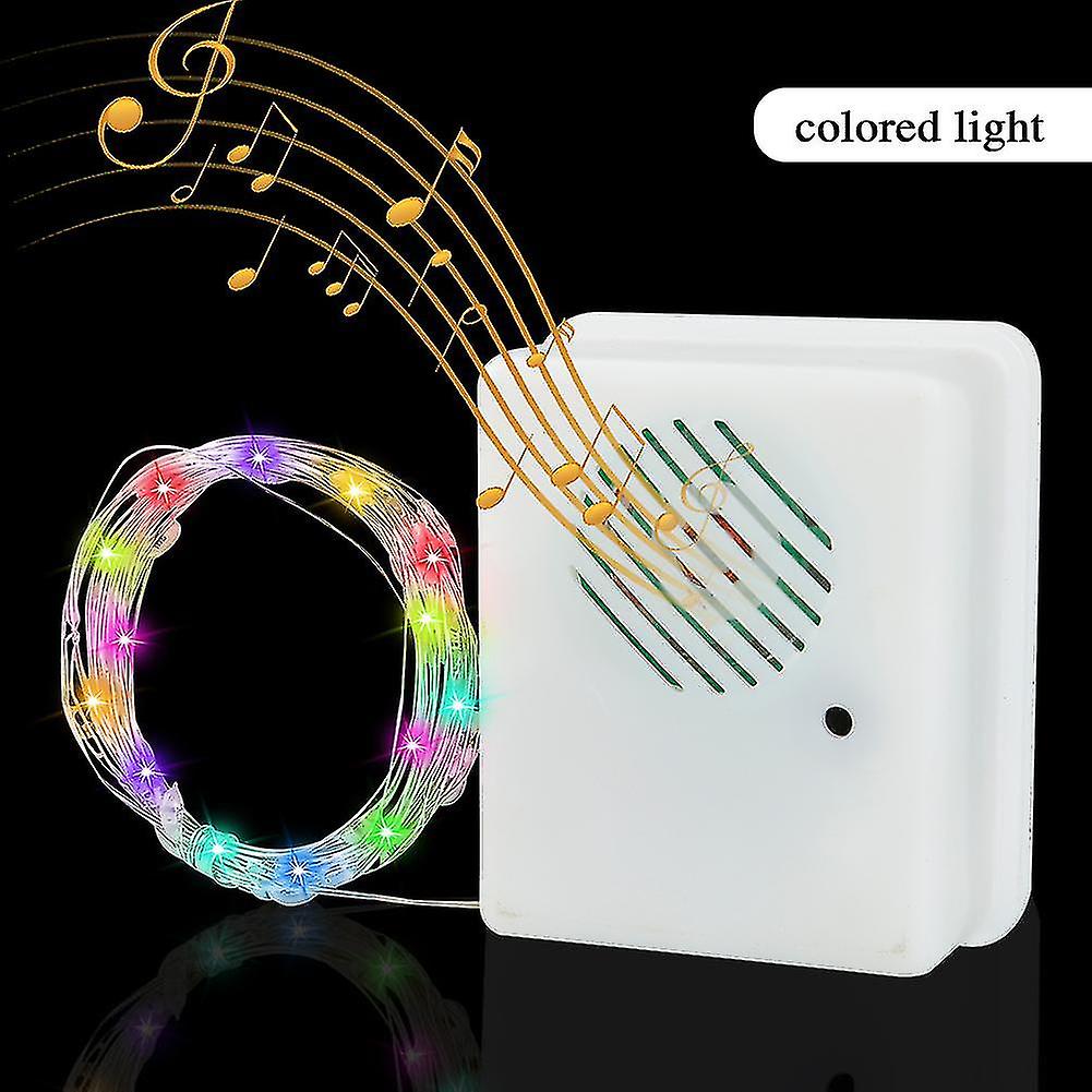 Christmas Sound Sensor Music Speaker /9.8ft String Lights Voice-activated Props