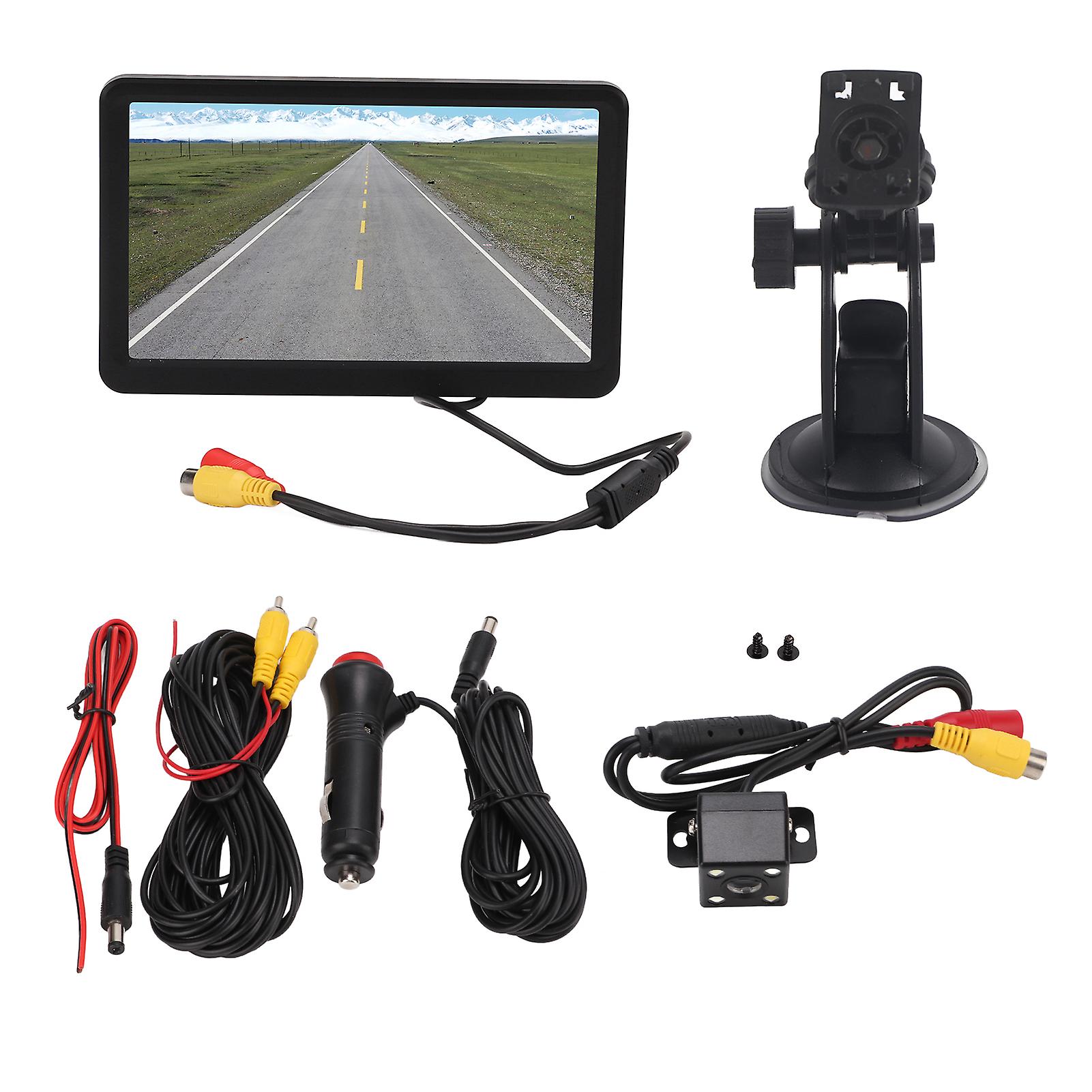 7in High Definition Reverse Parking Monitor 170° Wide Angle Waterproof Rearview Camera Night Vision for RV Trailer Round Camera