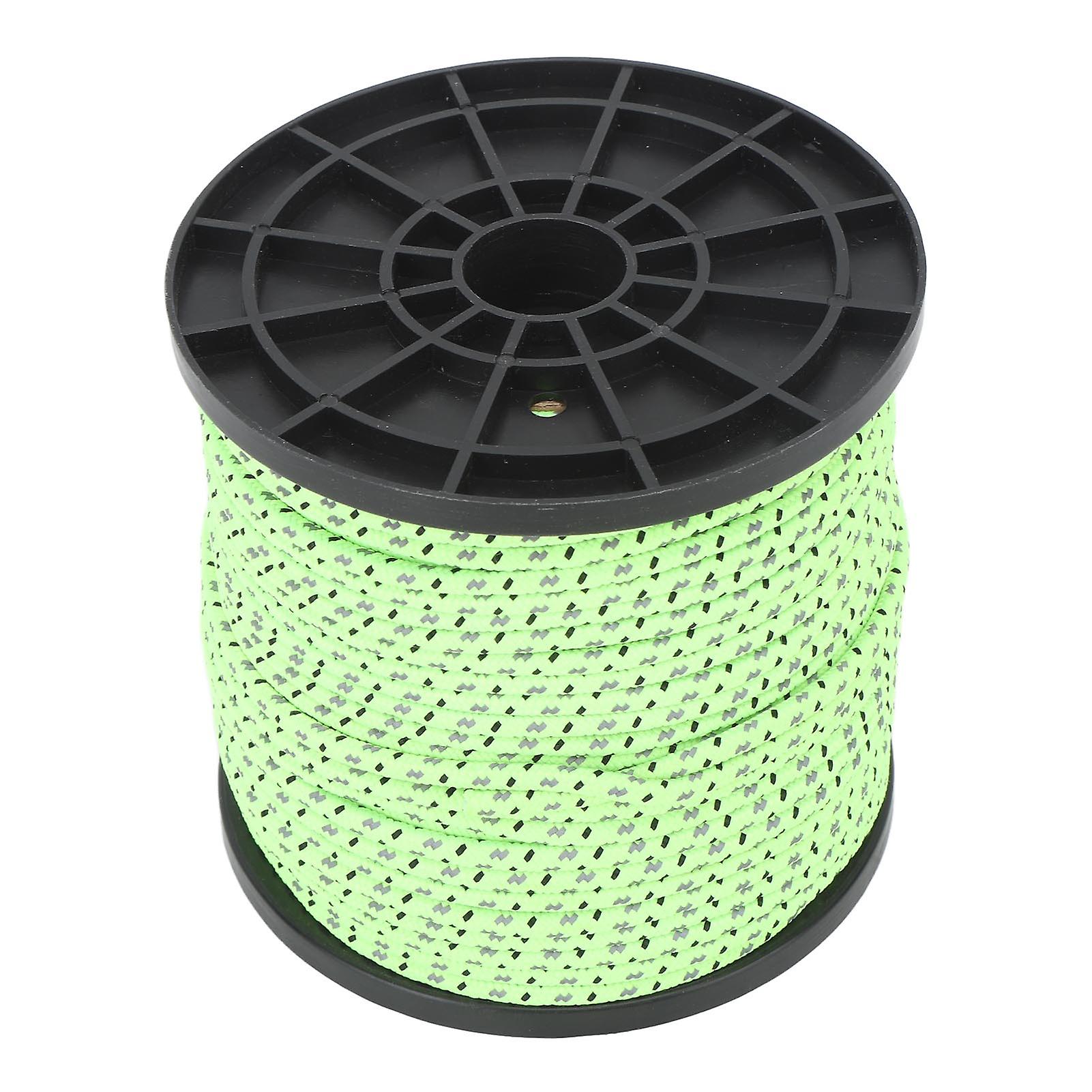 Reflective Camping Rope Texture Weaving 164ft 4mm Polyester Parachute Cord for Travel Hiking Backpacking Fluorescent Green