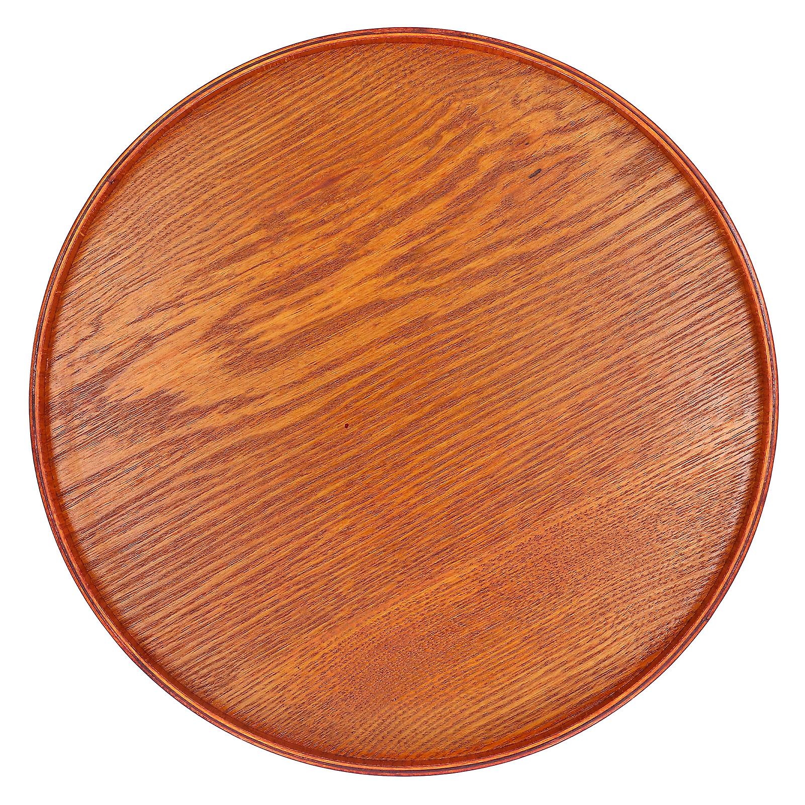 Wood Serving Tray Round Durable Simple Elegant Style Wide Application Glossy Surface Stable Structure Wooden Tray30cm 