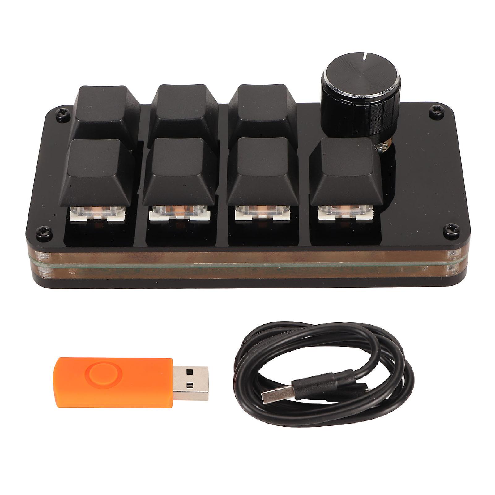 Macro Programming Keyboard Hot Swappable One-Handed 7 Key Blue Switch Mini Keypad with Knob