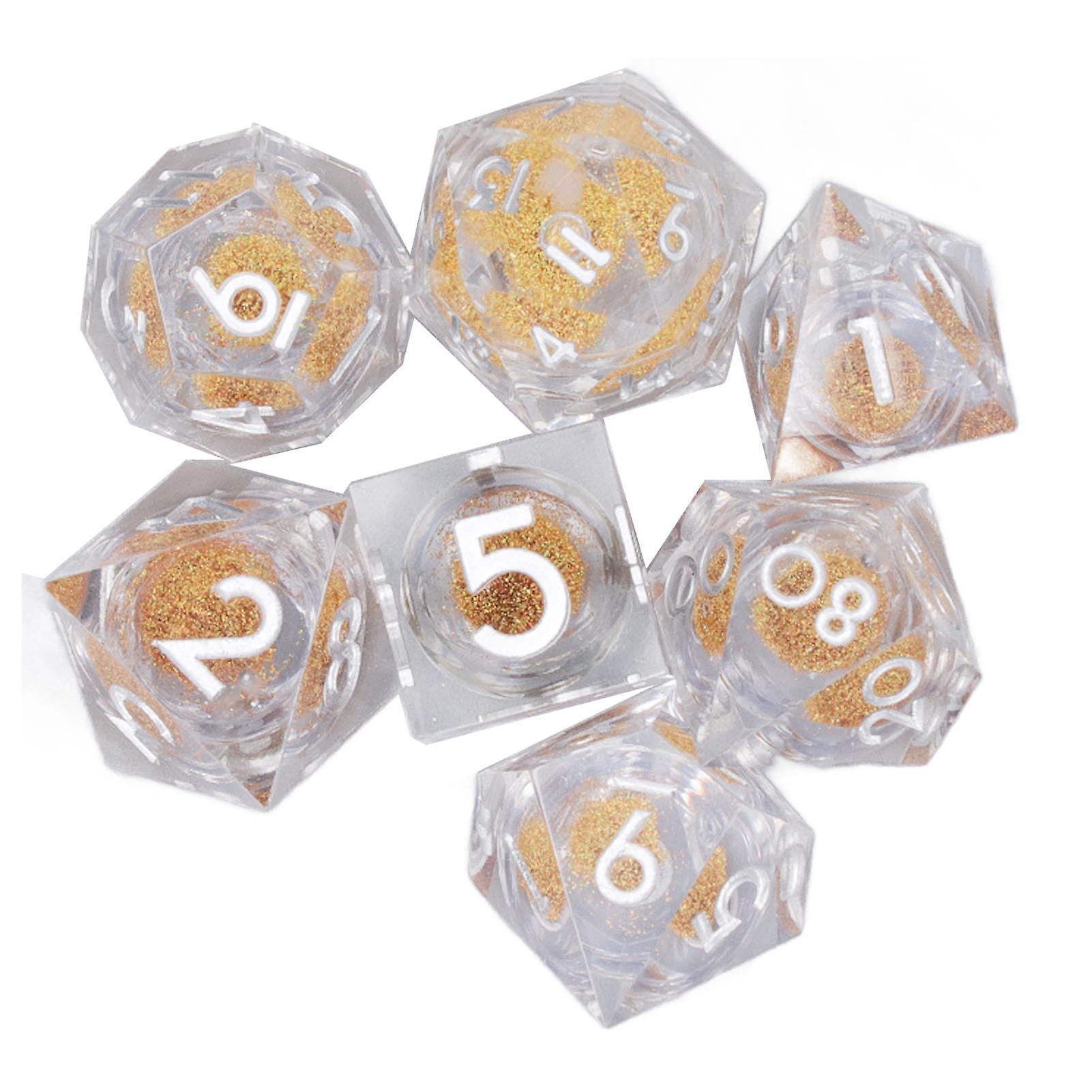 7-Piece Clear Polyhedral Dice Set with Quicksand Effect for RPGs