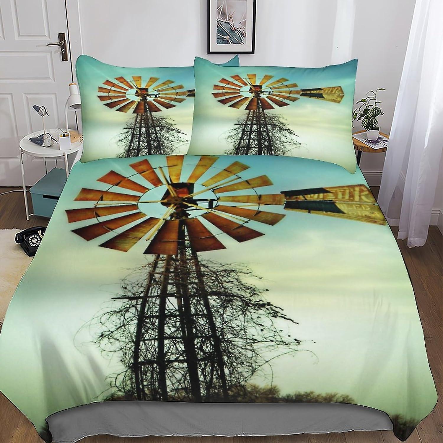 Juego De Cama Windmill Beautiful Rustic Life Con Funda Nrdica Y Fundas De Almohada, Juego De 3 Piezas Con Cremallera Y 2 Fundas De Almohada