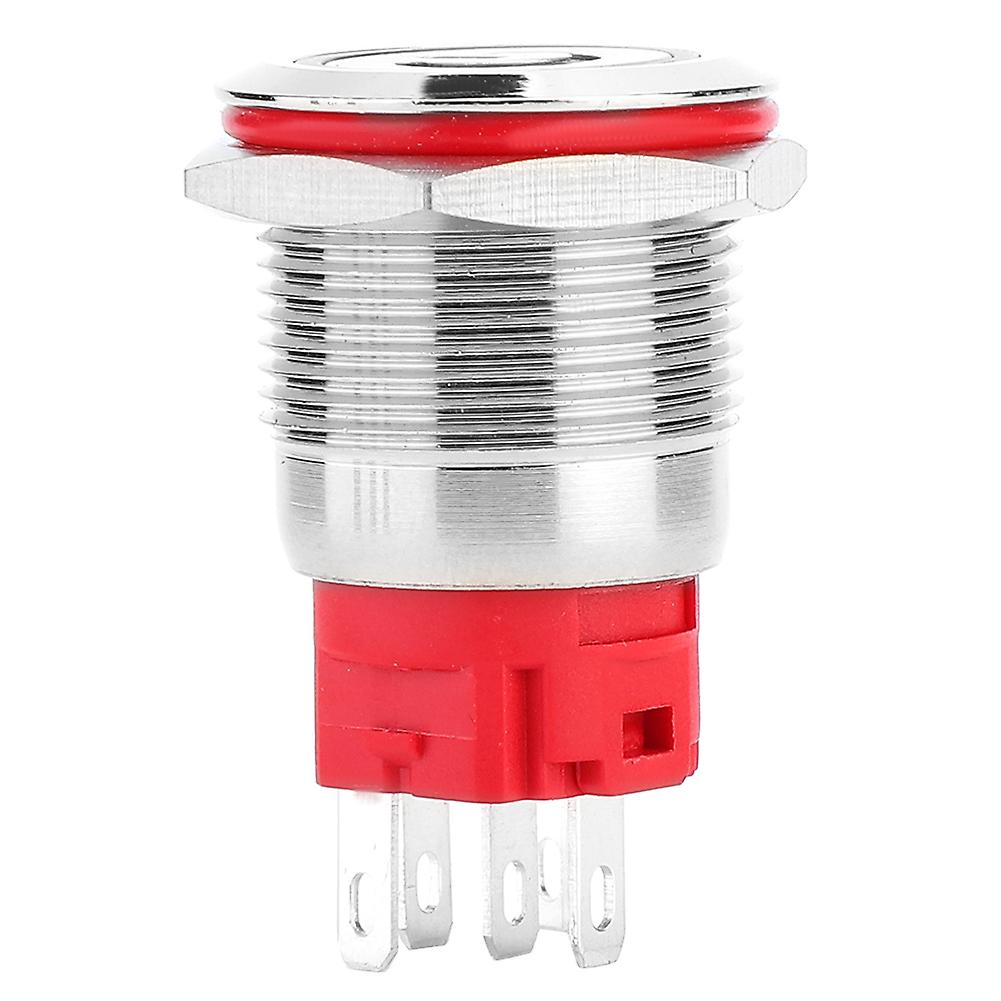 19mm Metal Push Button Switch, DC9-30V, White Light Ring, Flat Head, Self-Locking