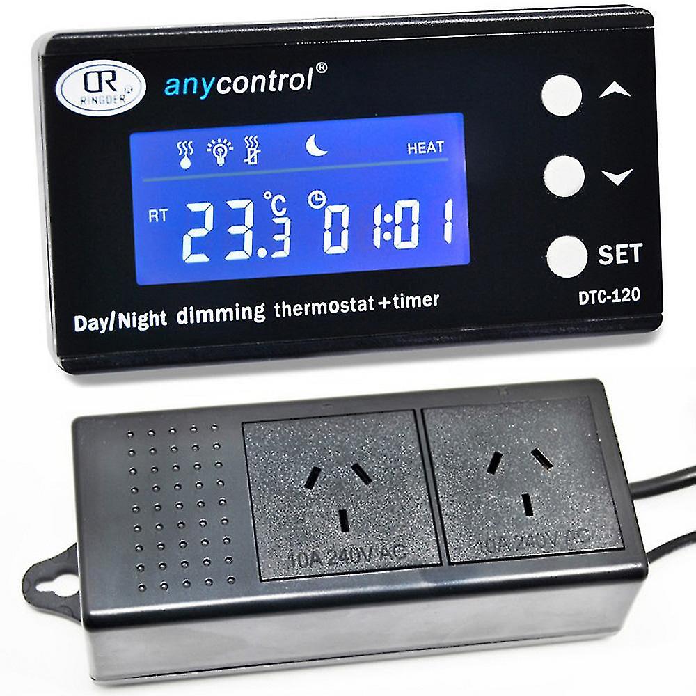 Temperature controller dtc-120 digital thermostat for aquarium fish tank day night dimming thermostat with plug socket regulator