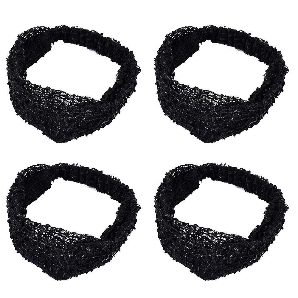 دانتيل نسائي - 4 قطع دانتيل زهري عريض مطاطي مذهل - أوشحة شعر دانتيل رفيع عريض الحواف