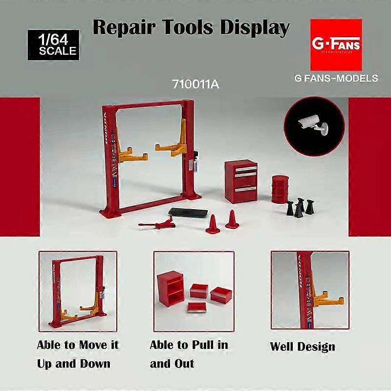 Diorama 1/64 Garage Maintenance Tools Set Alloy Die-Cast Model Car Display 12PCS/SET - 4 Versions Toy Cars