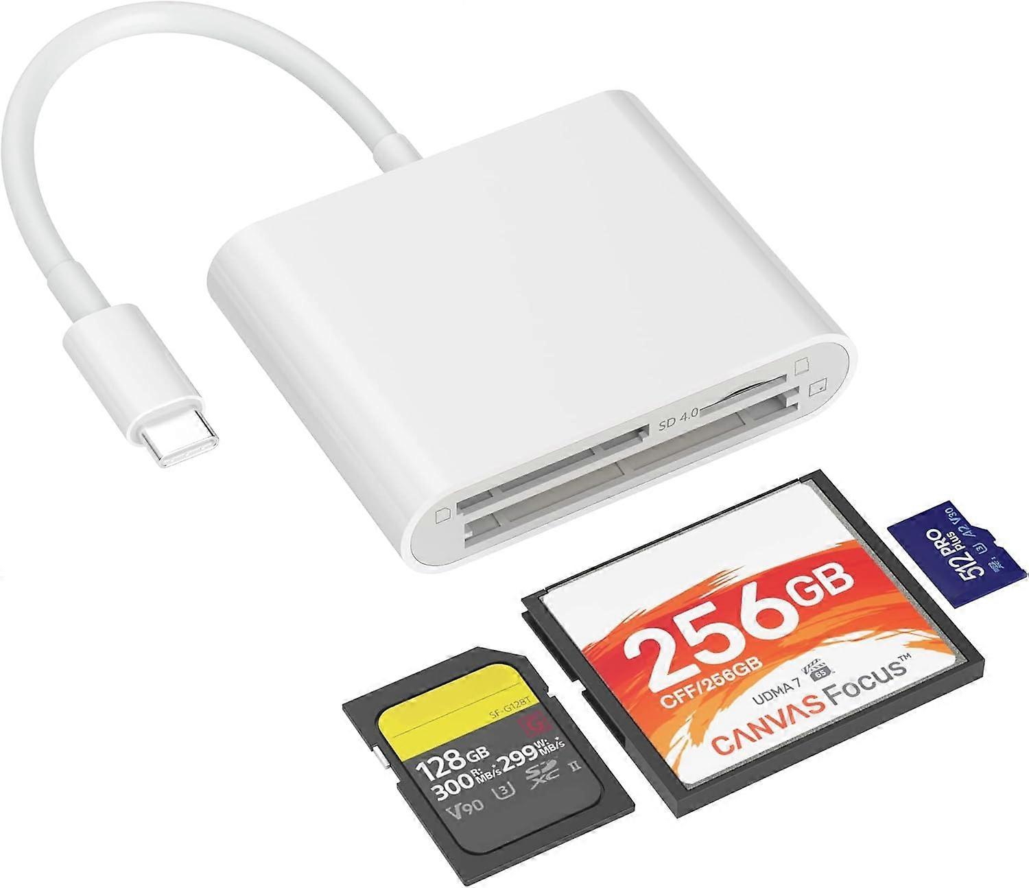 USB C CF/SD 4.0/MicroSD Card Reader,Tiansong 3 in 1 USB 3.0 CF SD TF Memory Card Adapter 5Gbps Read Write Simultaneously for UHS-II SD CF RS MMC with