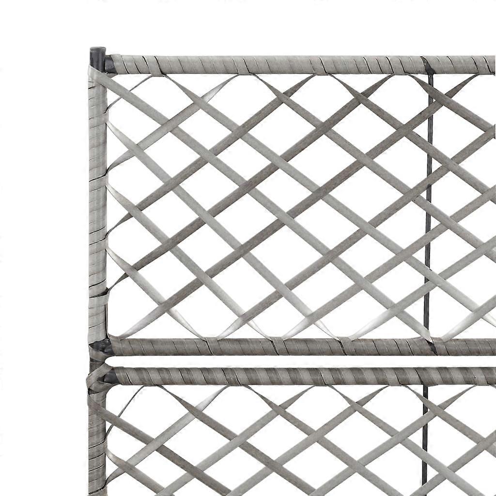 Trellis Raised Bed with 2 Pots 22.8" x 11.8" x 42.1" Poly Rattan Gray NO.8596