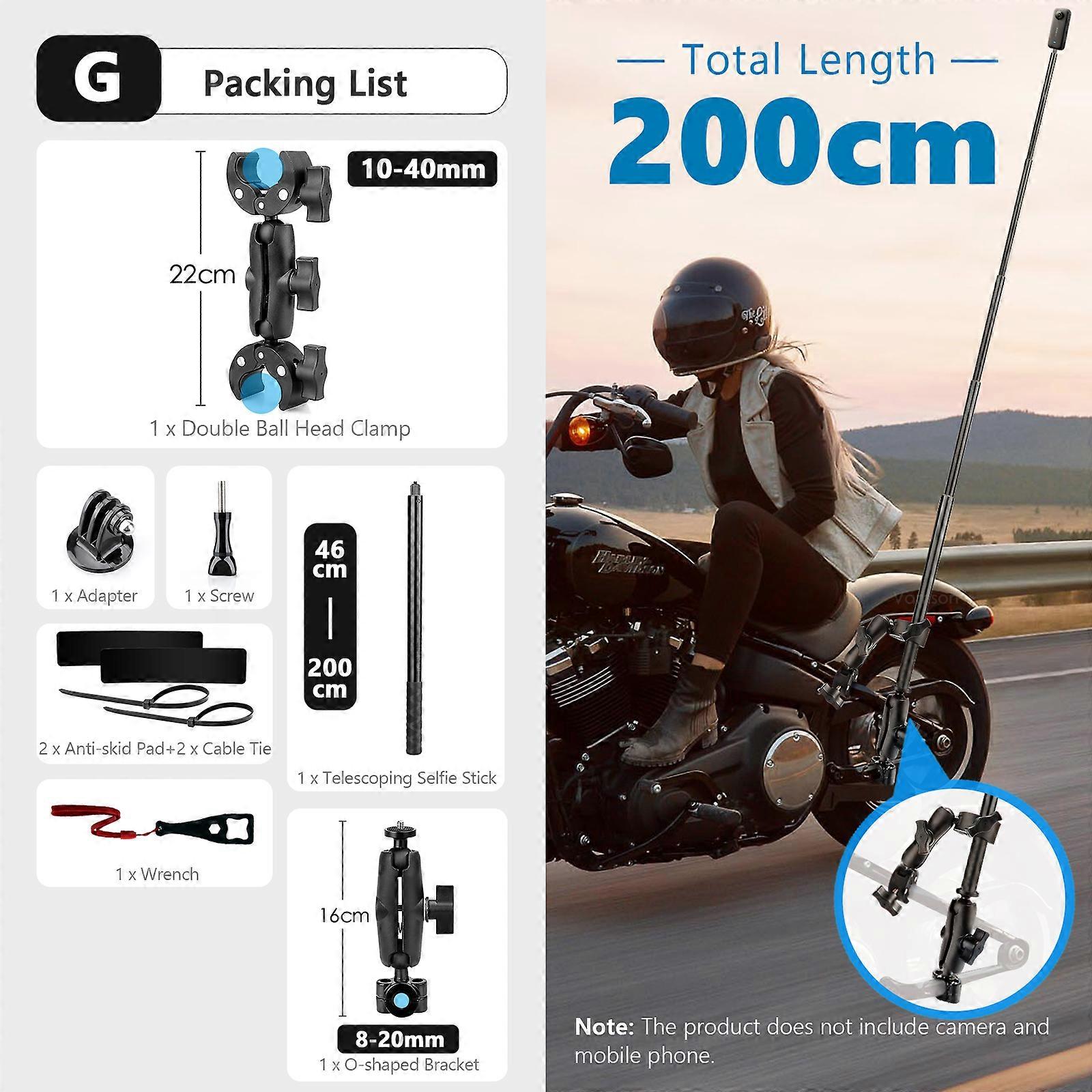 Vamson Motorcycle 3rd Person View Invisible Selfie Stick For Insta360 X3 One X2 Oner Gopro Max Camera For Gopro 11 Accessories