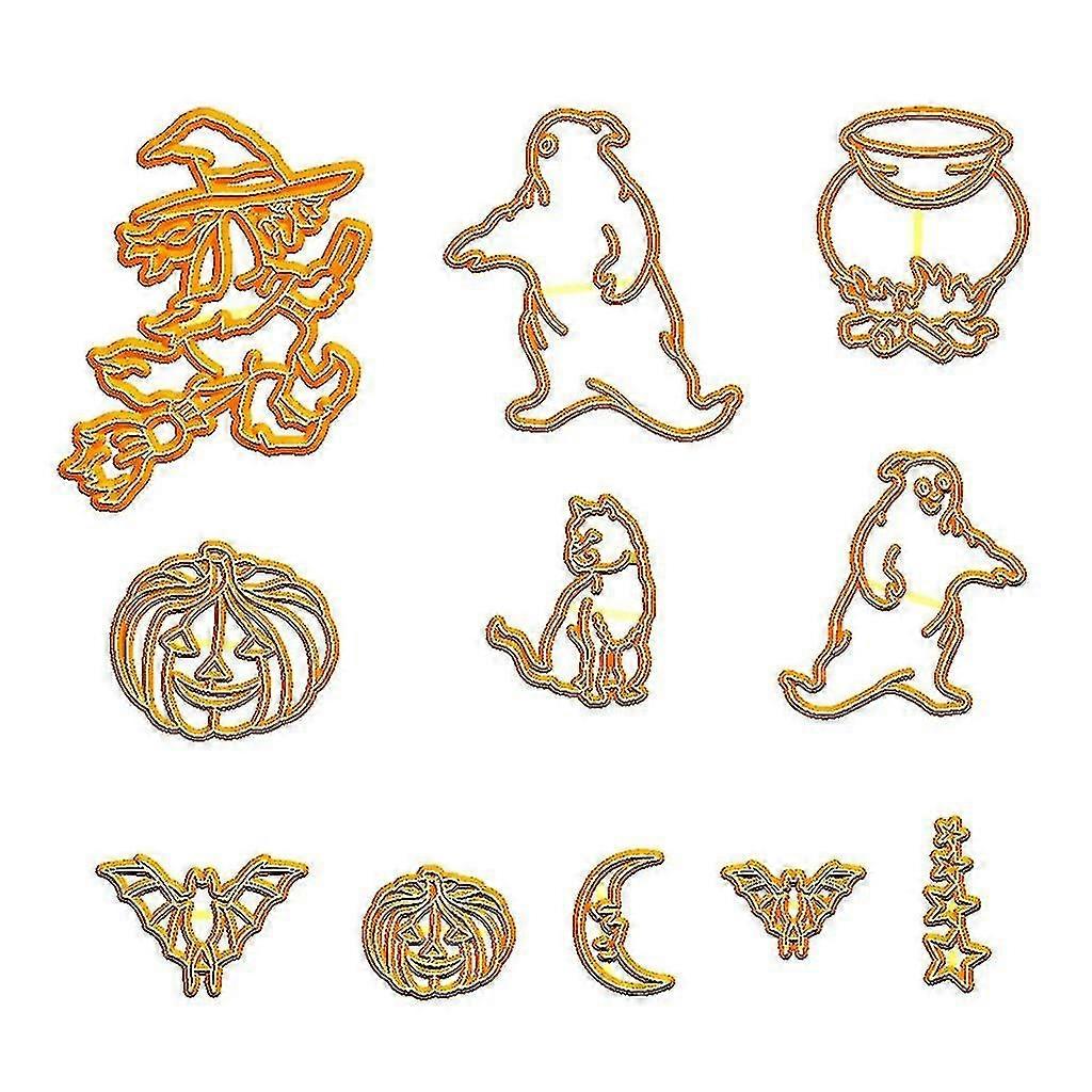 11 Pcs/set Cookie Cutters Plastic 3d Halloween Theme Pressable Biscuit Mold