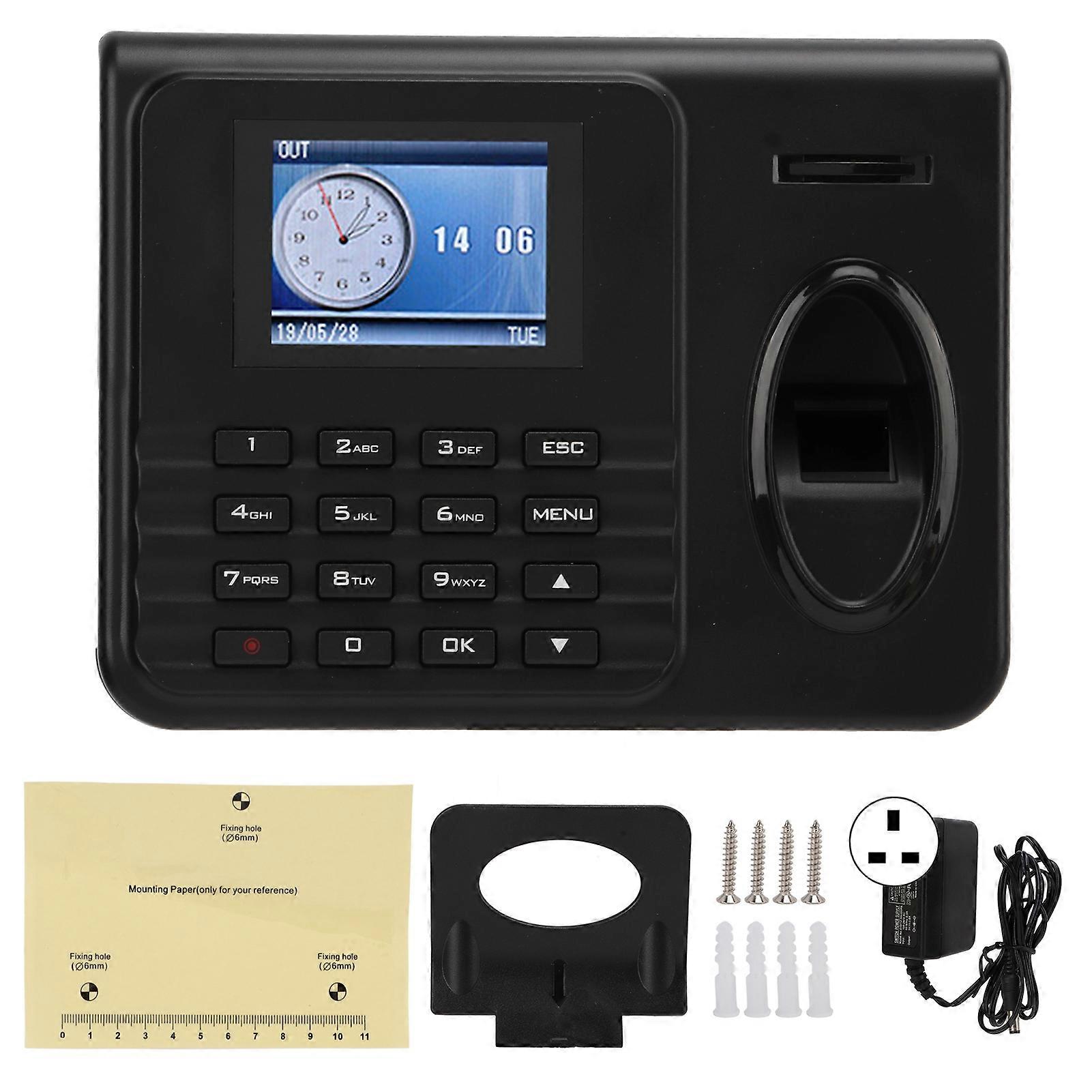 Fingerprint Time Attendance Machine Fingerprint Password Recognition Chinese English Time Attendance Machine 100-240vuk Plug