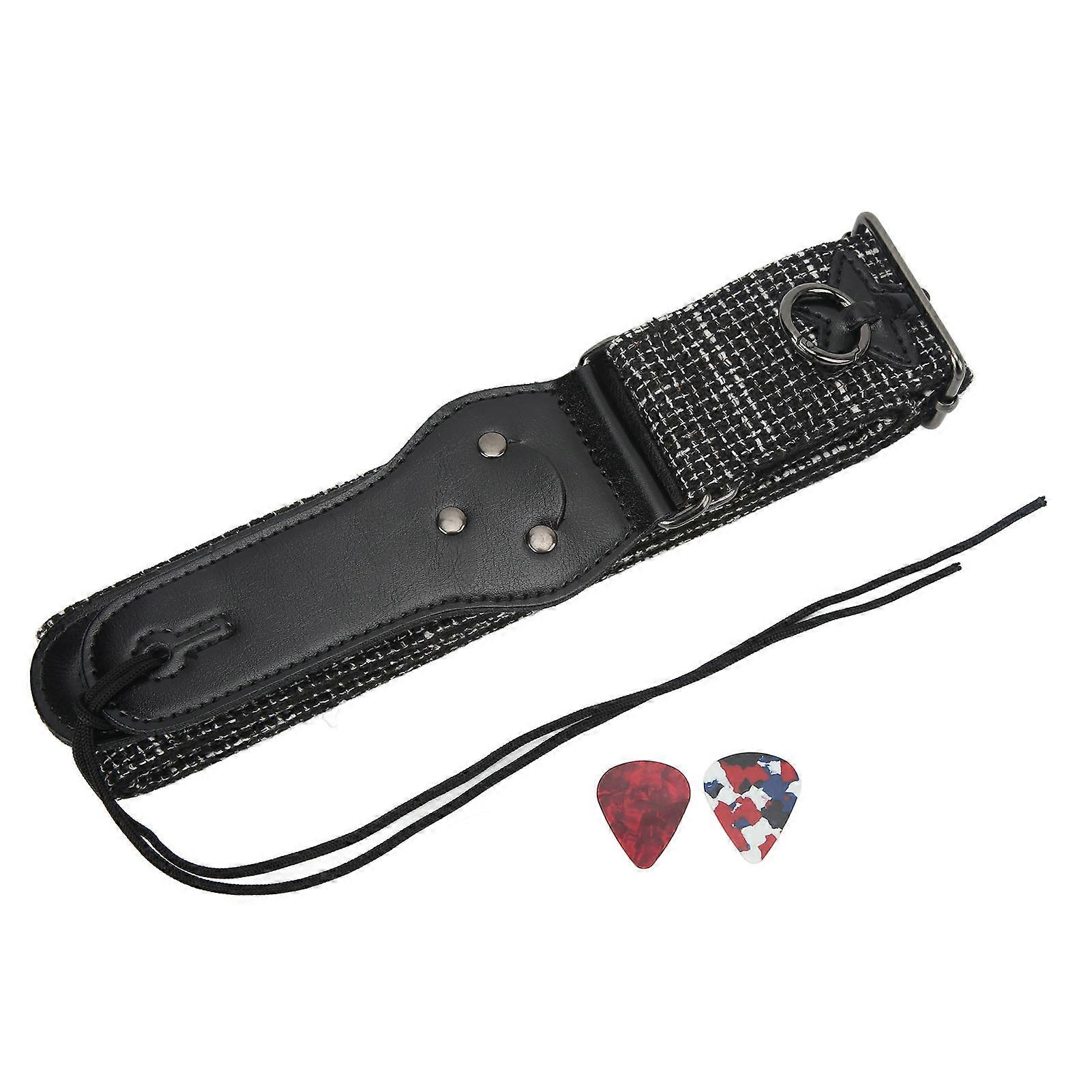 Guitar Strap Comfortable Easy Installation Portable Fully Fix Accessories With Guitar Picks Dense Checkered Pattern