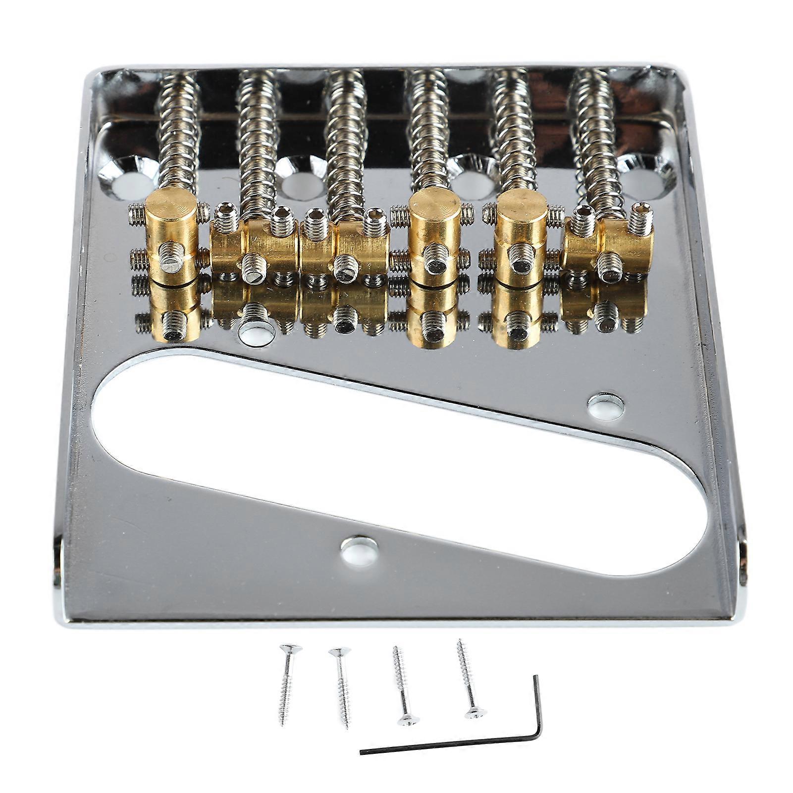 Electric Guitar Fixed Bridge With Wrench Screws Brass Saddle 6 Strings Guitar Fixed String Bridge