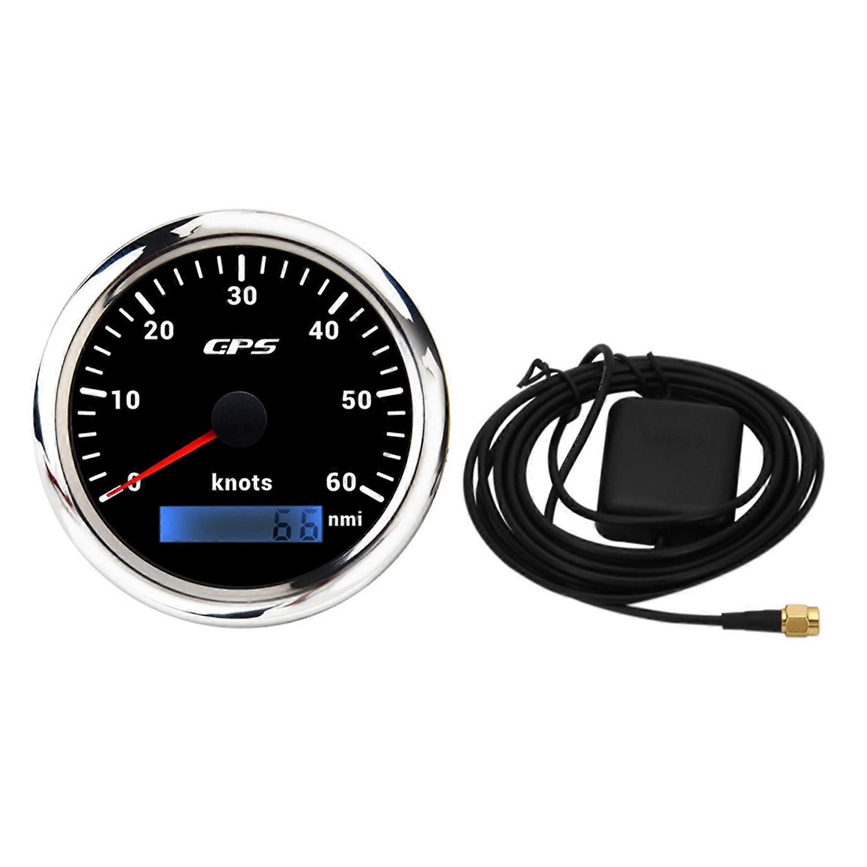 85Mm GPS Marine Speedometer 0-60 Nautical Miles with 7-Color Backlight GPS Odometer for Marine Yach