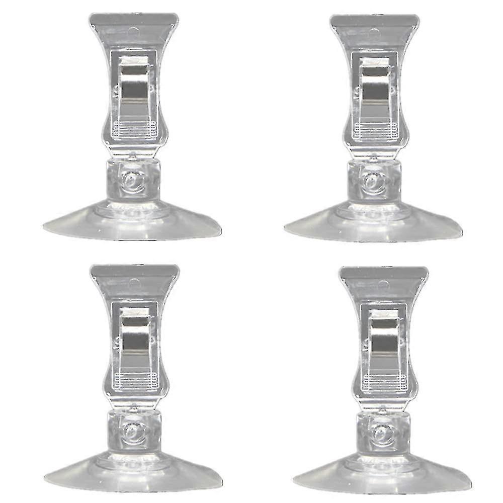 4 Pcs Suction Cups Clips Fish Tank Feeding Tool Clear Plastic Label Sign Display Holders