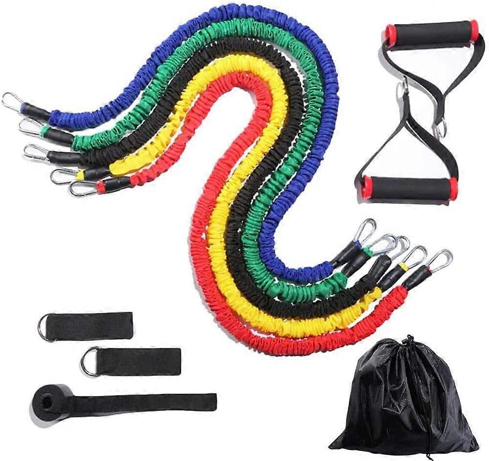 Exercise Fitness Resistance Bands Set Stretch Bands Set Bodybuilding Elastic Pull Rope Abdomen Waist Arm Leg Tummy Stretching Slimming Crunches for Pi