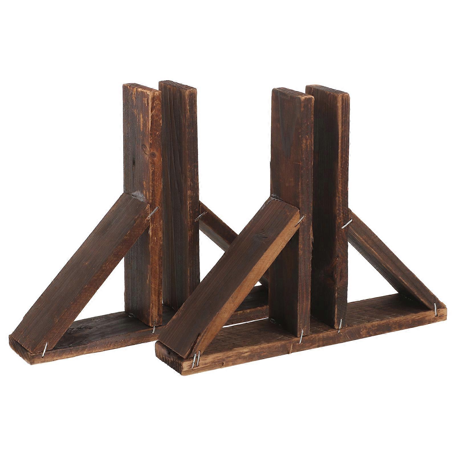 2Pcs Fence Post Wooden Base Garden Border Edging Fence Support Courtyard Accessory