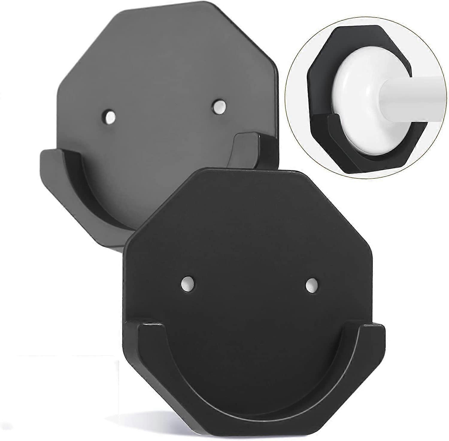 Shower Curtain Rod Brackets - Black Hex Pair