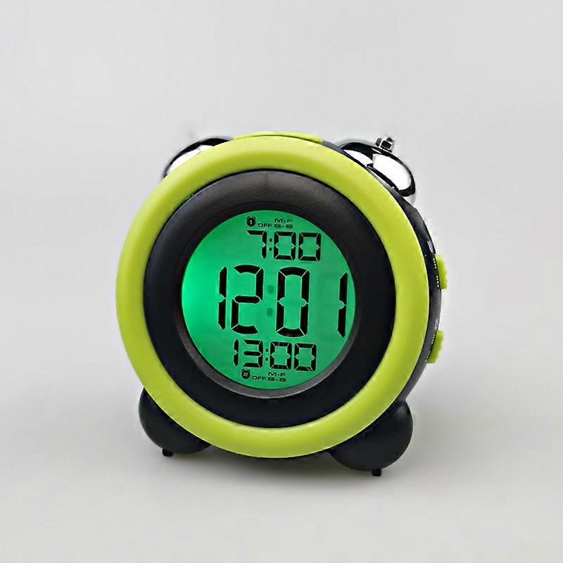 Loud Alarm Clock For Heavy Sleepers With Optional Alarm Dual Alarm Setting Snooze Functionblack shell green