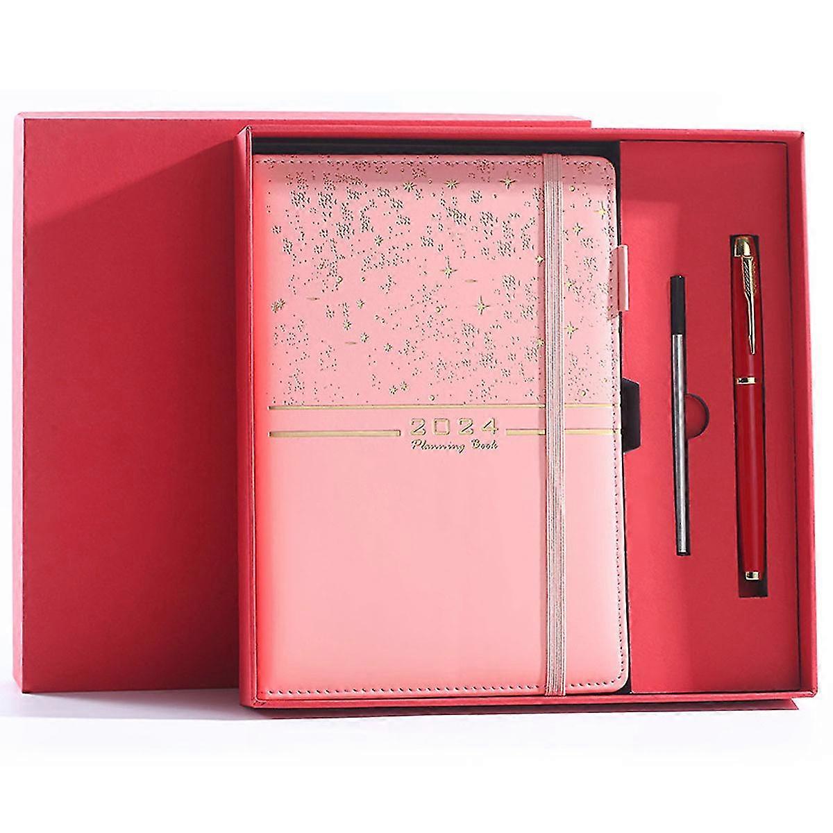 2024 Planner With Pen And Refill, Daily Weekly And Monthly, Monthly Tabs, 21x14.5cm, Gift Box Packaging