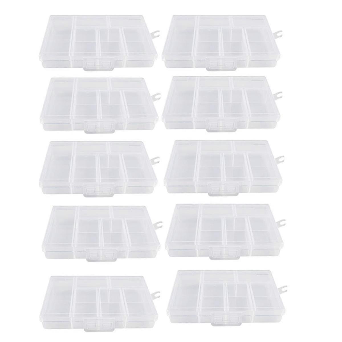 Petit organisateur en plastique transparent - Rangez des fournitures d’artisanat, des perles et d’autres petits articles - 6 compartiments