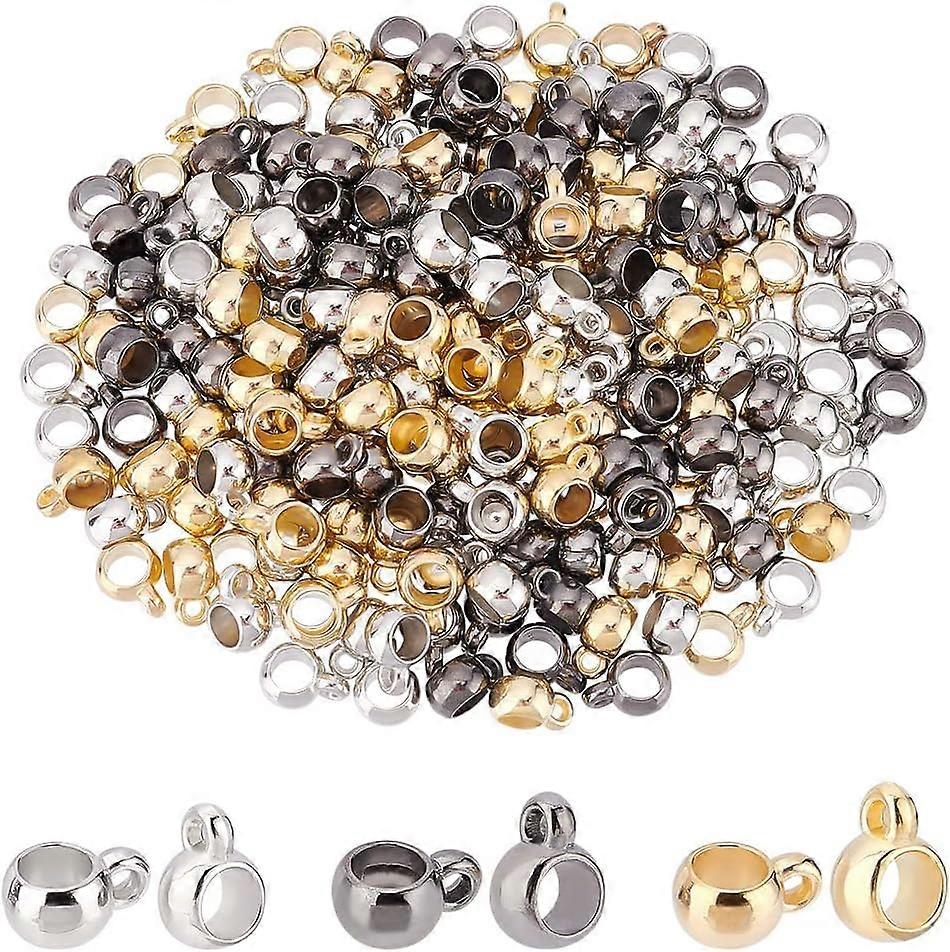 300Pcs Bail Bead Connectors CCB Plastic Charm Hanger Beads 5mm Column Spacer Bead Charm Hanger Ring Bail Beads with Loop