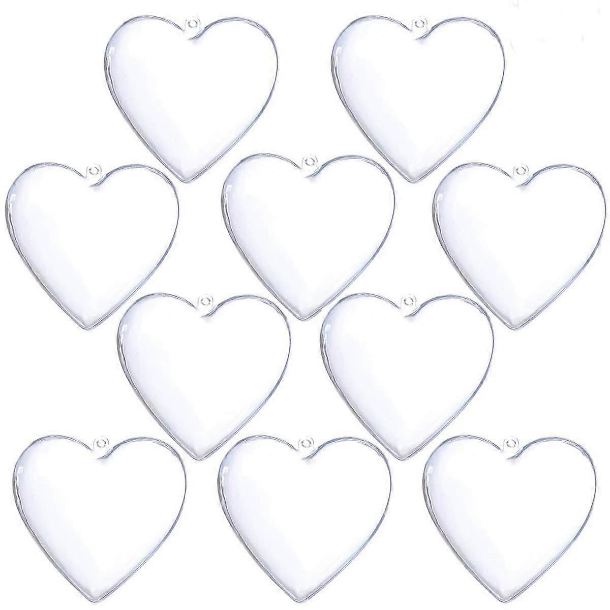 (NEWPATTERN) 10-pack 3,94 tums klar plast fyllbar jul DIY hantverk boll prydnader (hjärta)