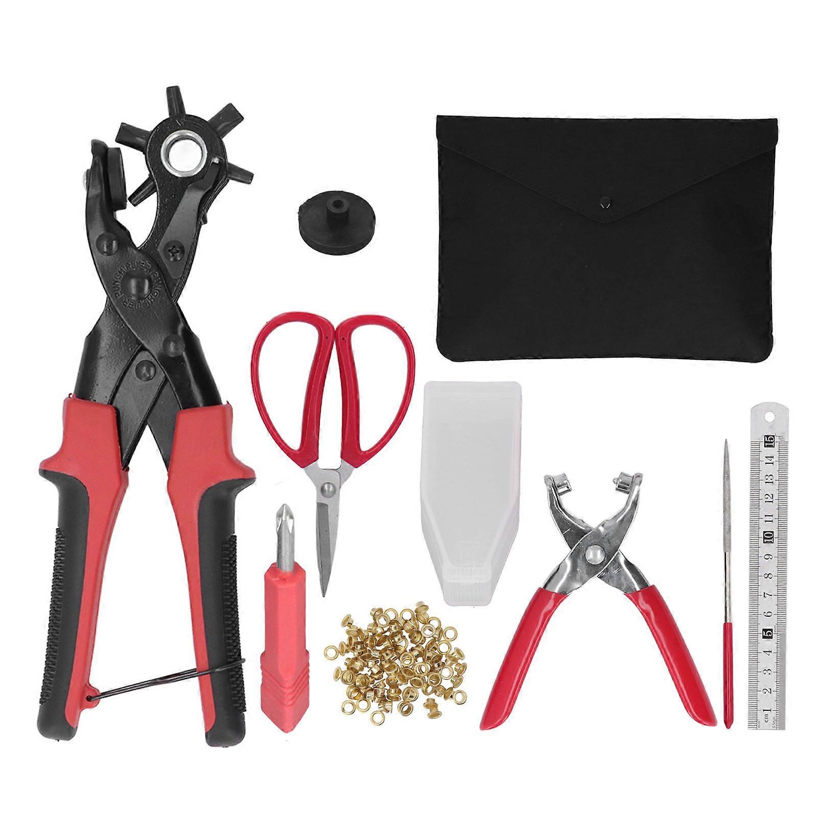 Leather Hole Puncher Kit 6 Segment Rotation Ergonomic Design Stainless Steel Buckle DIY Leather Punch Tool Set
