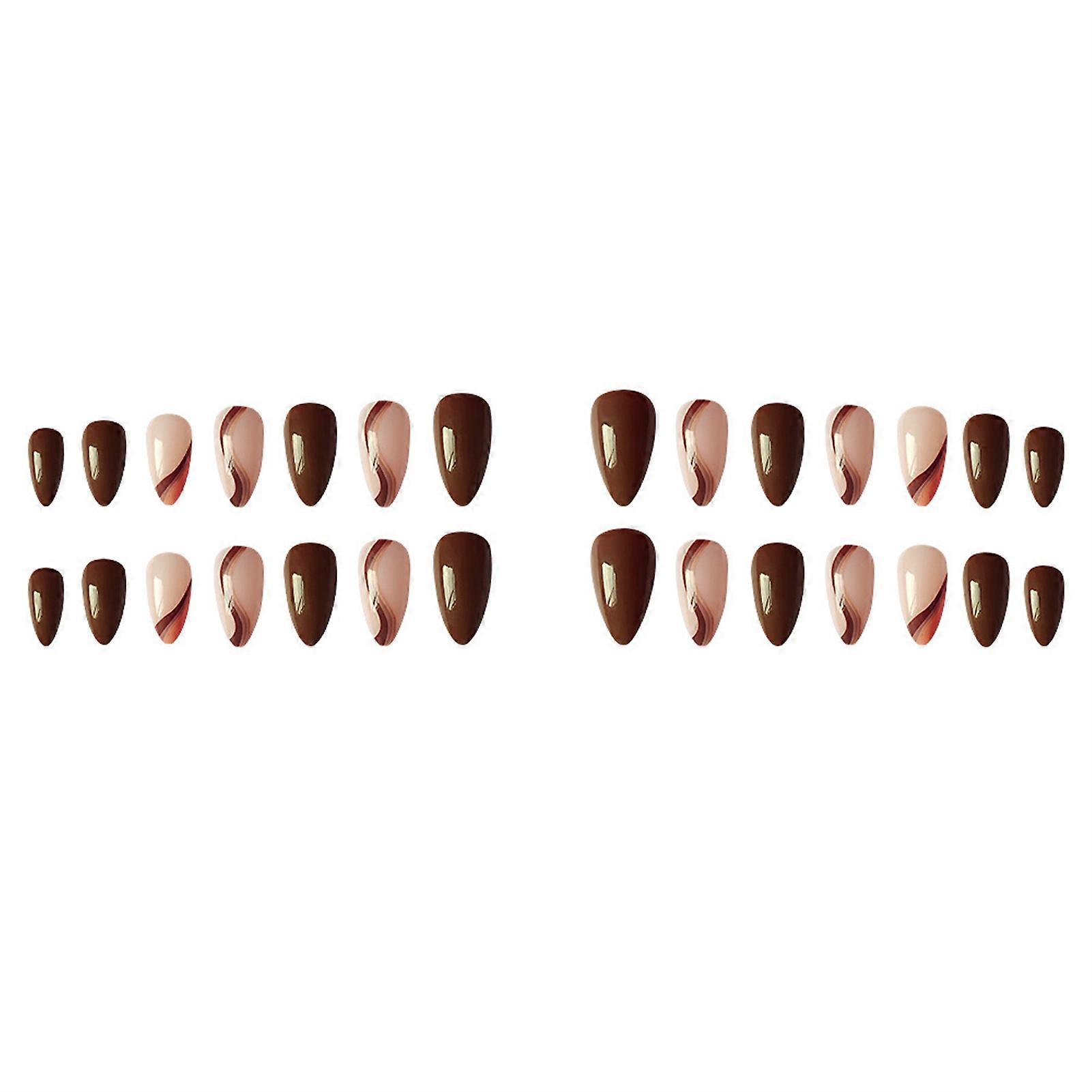 Brown Wearing Nails Fake Nail Patch Press-on Nails for Daily Students Nail Decoration
