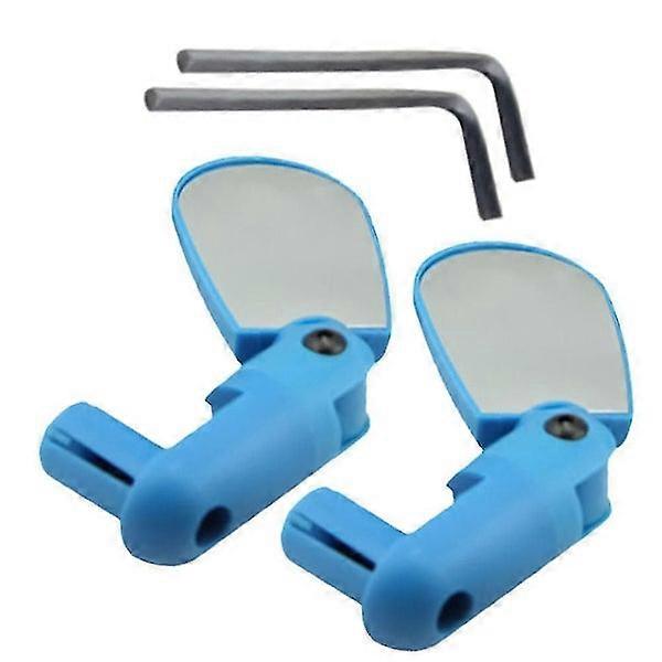 Blue 2pcs Adjustable Mountain Bike End Rearview Mirror