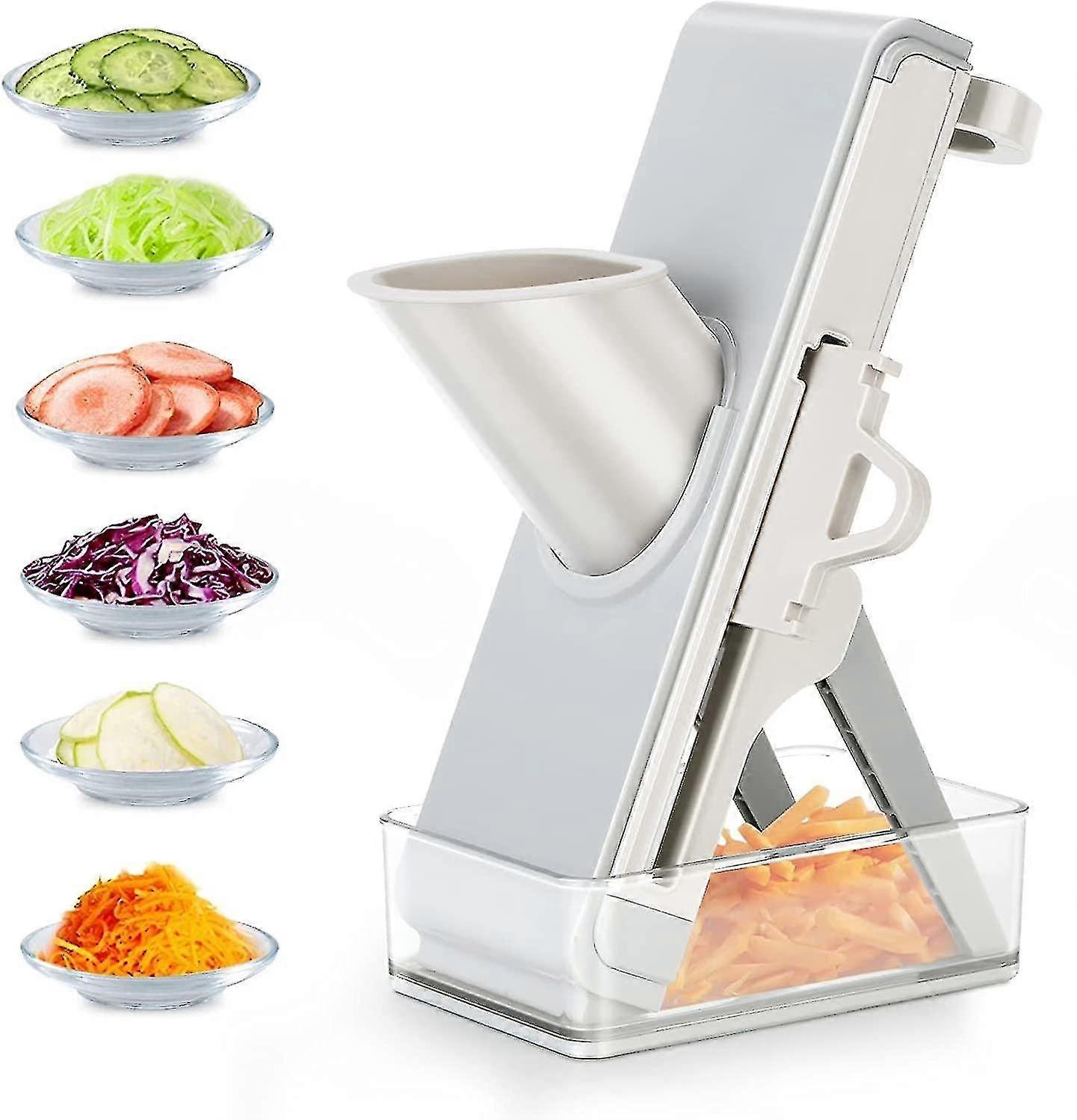 Kitchen Safe Mandolin Vegetable Slicer With Adjustable Blades With Container