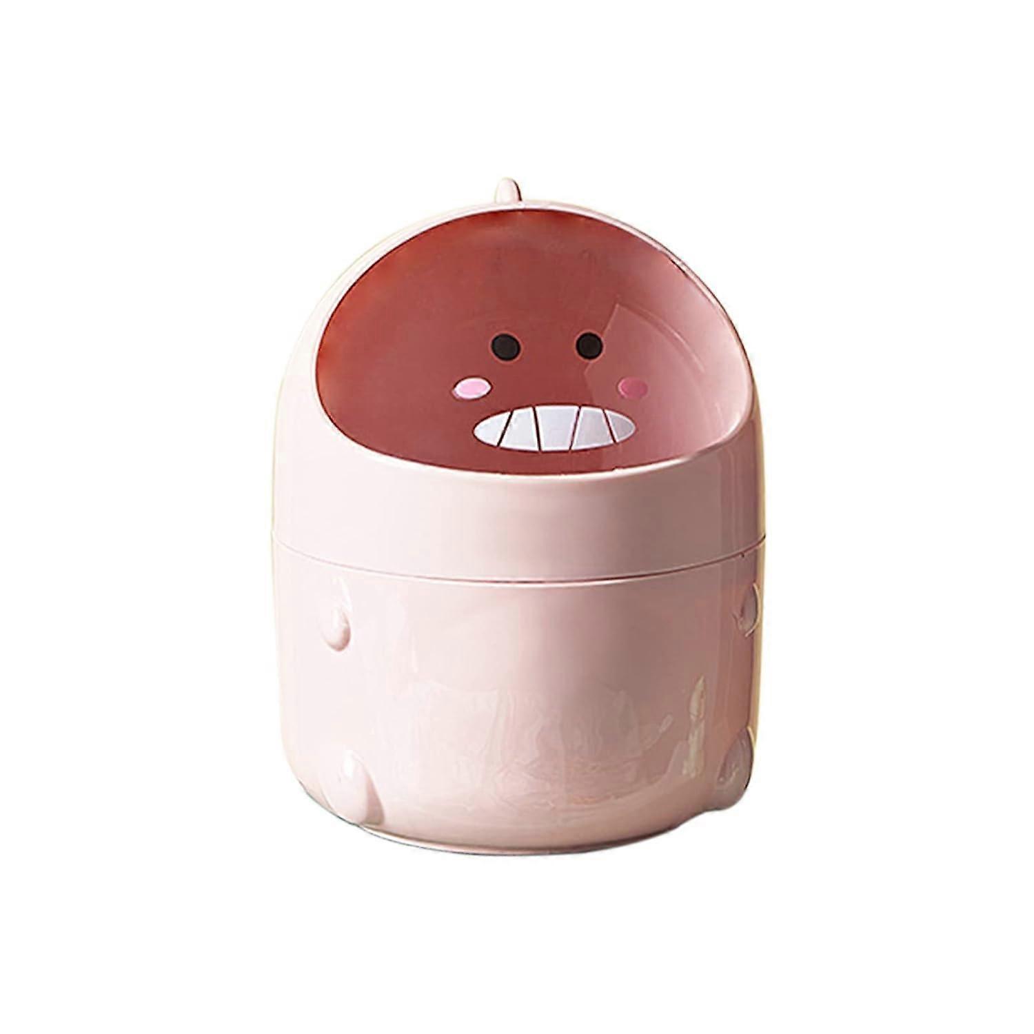 0.63 Gal Mini Desktop Trash Can with Lid, Cute Little Dinosaur Countertop Garbage Bin, Plastic Tiny Tabletop Wastebasket for Office/Kitchen/Coffee Tab