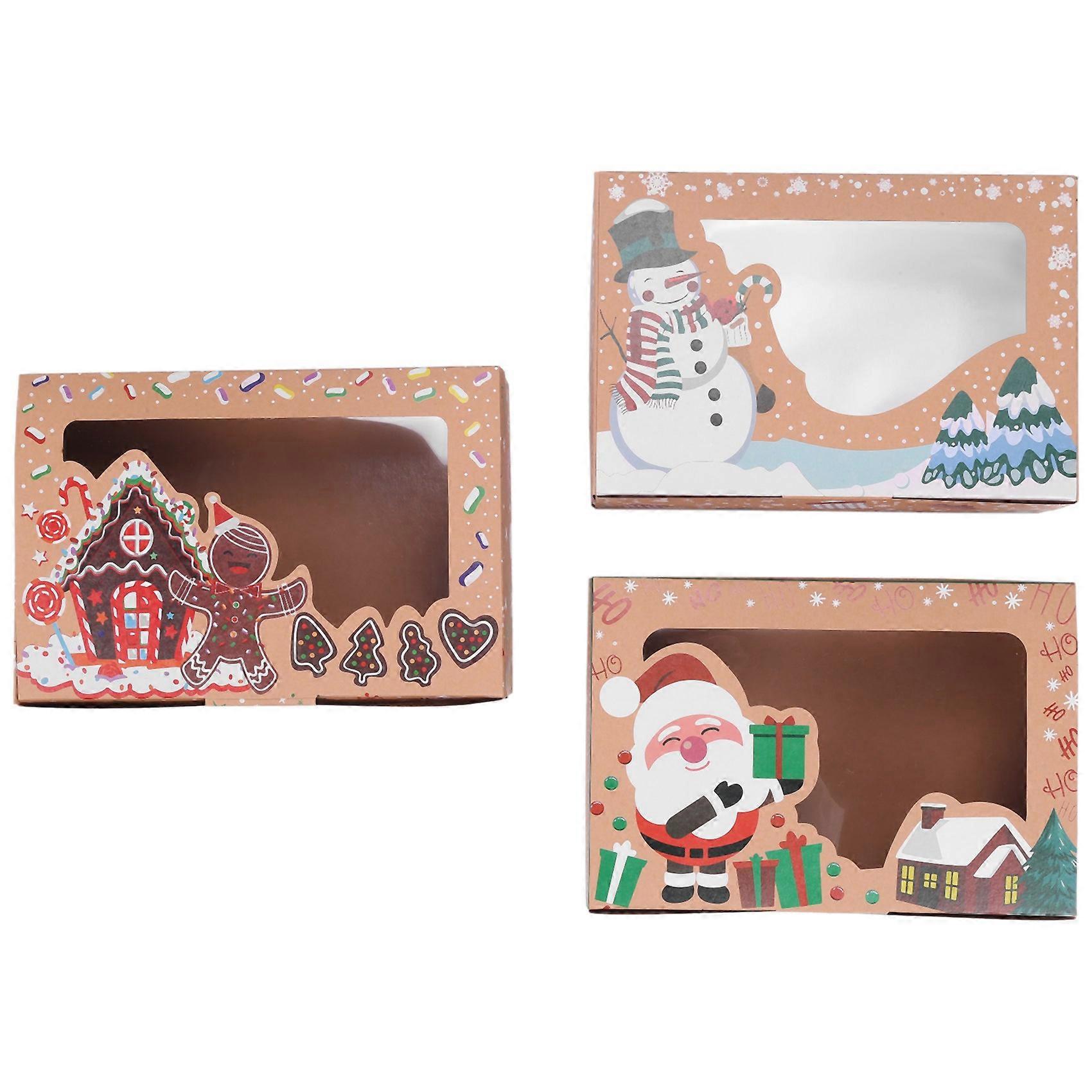 12Pcs Kraft Paper Portable Christmas Gift Box Party Favor Holders Goody Candy Box Cookie Boxes for