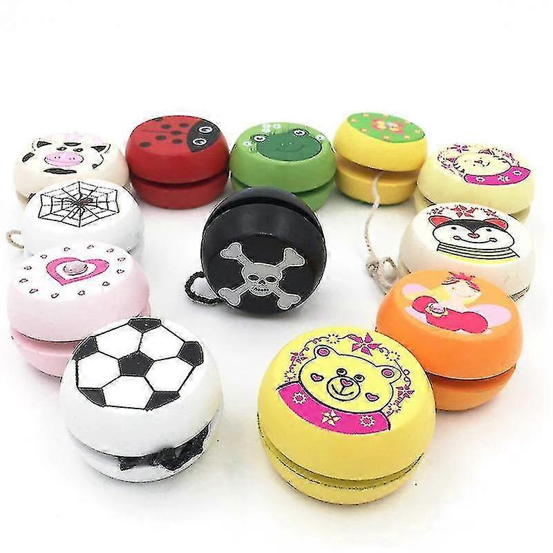 Two Children's Yo-yo Cute Animal Pattern Wooden Yo-yo Toys At Random