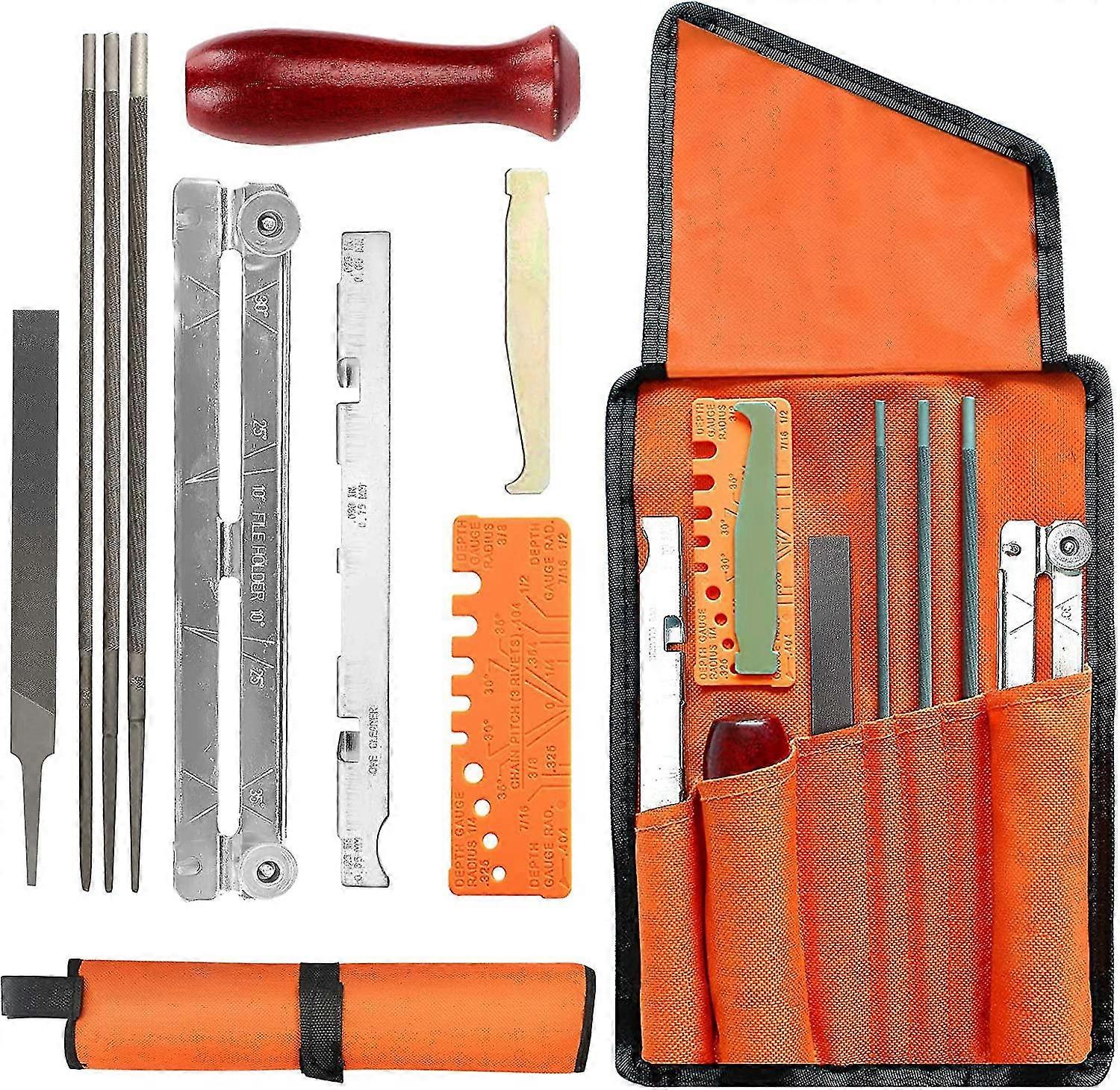 10 Pieces Professional Chainsaw Sharpener, Chain Sharpening Kit With Round File 4.0-4.8 - 5.5 Mm