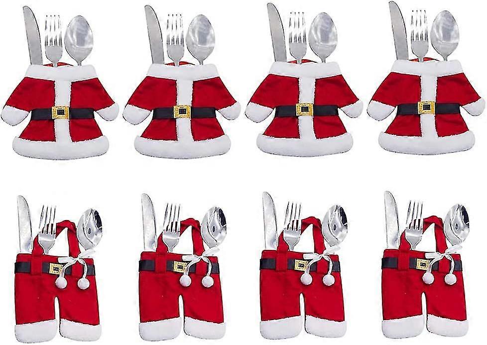 8pcs christmas cutlery holders suit silverware pockets