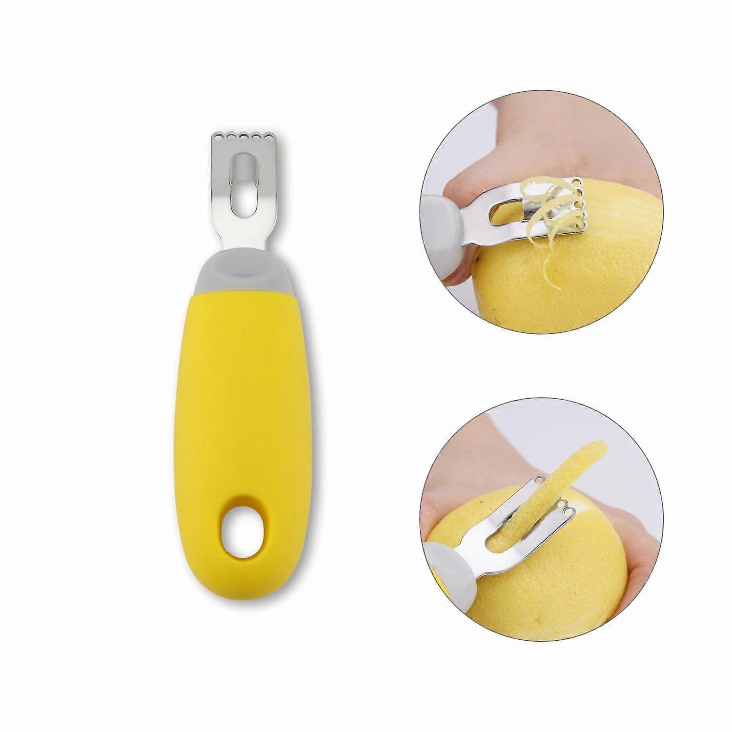 Citrus Lemon Peeler Tool with Channel Knife Ultra Sharp Lemon Rind Twist Peeler Tool Bar Bartender for Cocktails Kitchen Yellow 5.2*1.45 inch