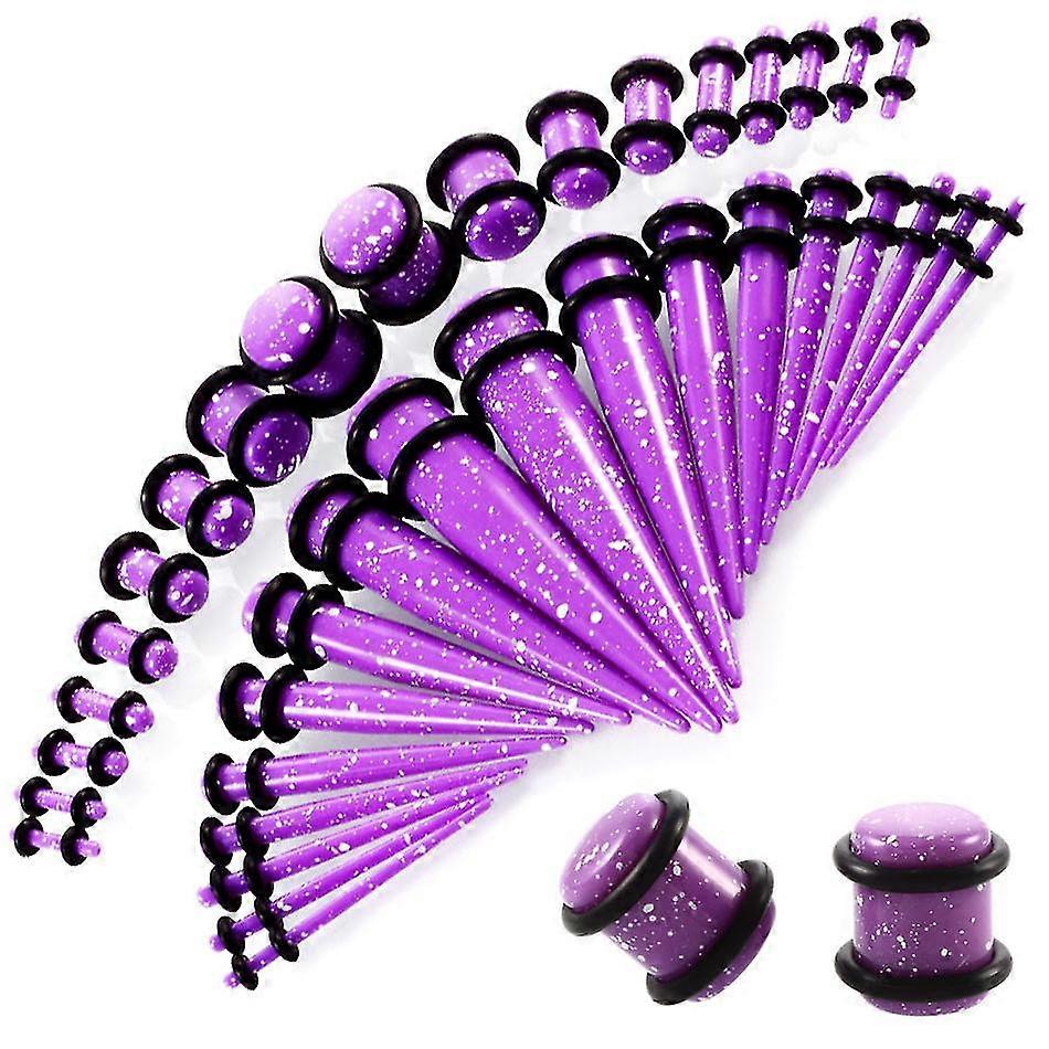Pointed Cone Ear Blend Spotted Ear Expander 14g-00g Ear Expansion Tunnel Expander36pcspurple