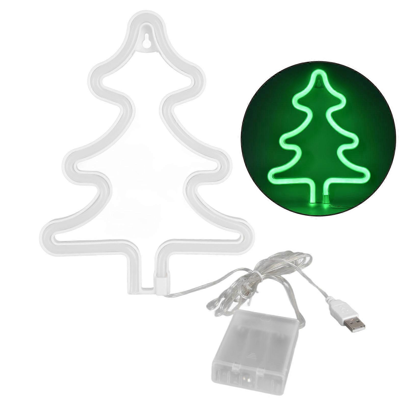 Led Light Sign Green Christmas Trees Safe Stable Unique Shape Wide Application Neon Light for Bedroom Bar Party