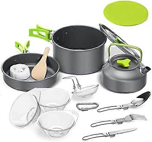 Camping Cookware Kit,Outdoor Cooking Set with Kettle