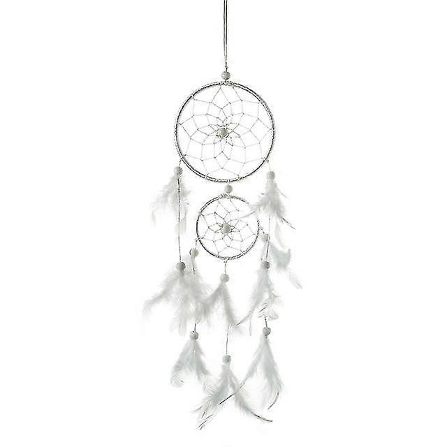 feather dream catcher, large dream catcher with 2 circles(white)