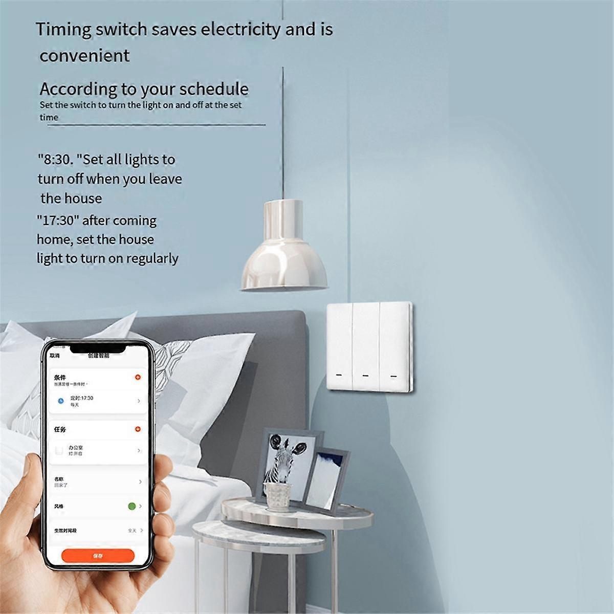 Tuya Smart Switch Wifi and Rf Radio Frequency Smart Switch Zero Fire Line 1 Switch White